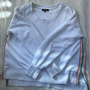 525 America Women's White Sweatshirt with Colorful Stripes